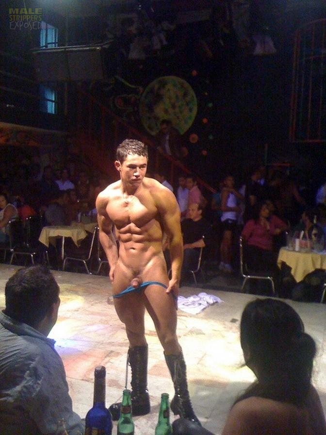 A naked male stripper at Spartacus Disco Neza